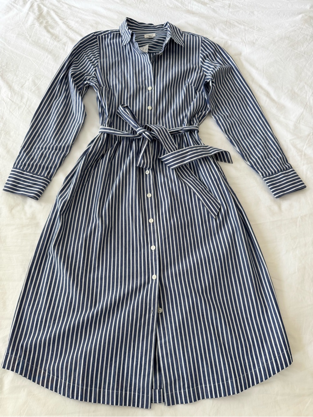 J. Crew Factory Striped Button-Front Shirt Dress  - Navy/White Size 4